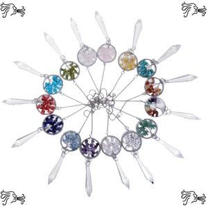 Natural Stone Sun Catcher Crystal Prisms Tree of Life Chakra Feng Shui Healing